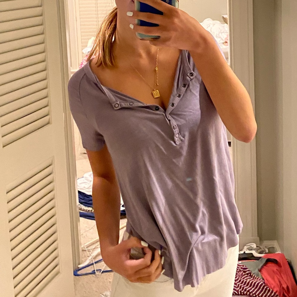 soft and sexy button grey tee